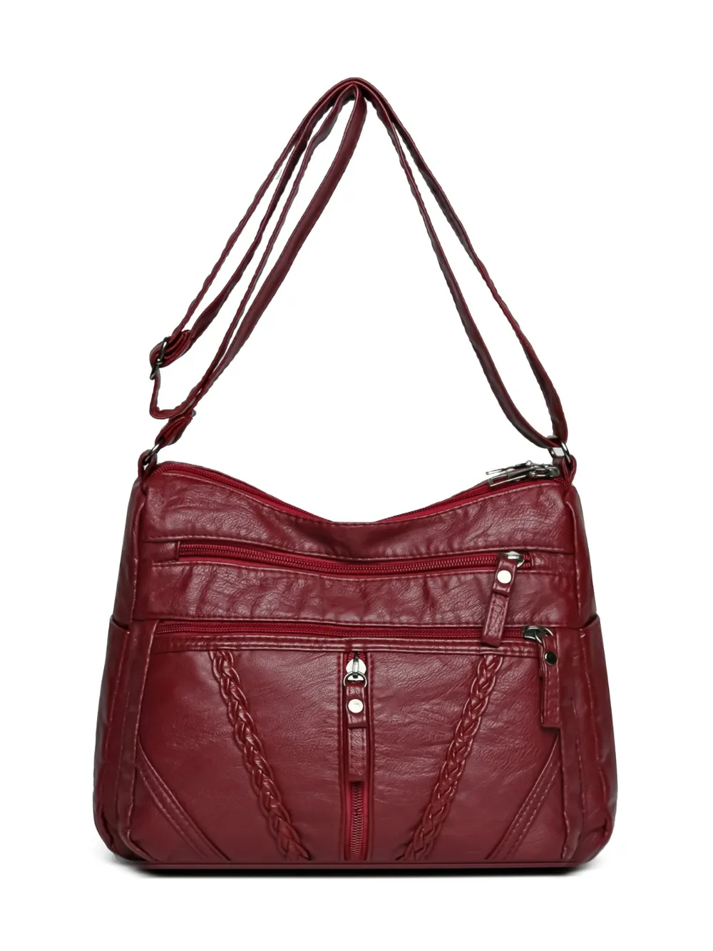 Adjustable Strap PU Leather Shoulder Bag - Image 5