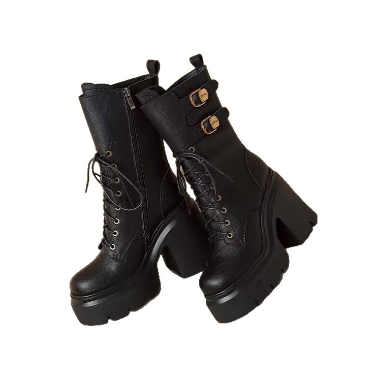 Women's Martin boots with thick sole and height increasing midsole - Image 6