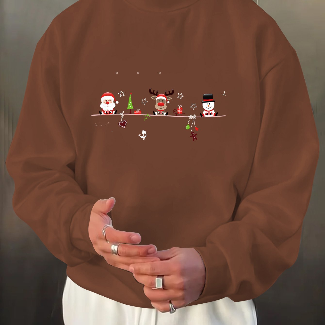 Men'S Christmas Print Long Sleeve Sweatshirt, Casual Spo - Image 10