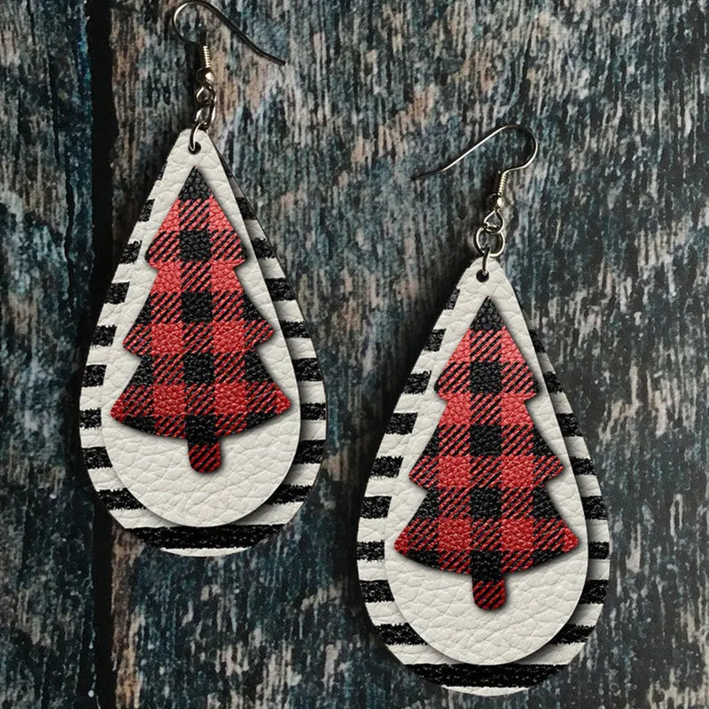 Christmas Tree PU Leather Earrings - Image 4