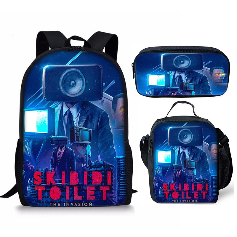 New 3PC-SET Skibidi Toilet Man Backpack Custom Game Peripheral Schoolbags For Primary Secondary School Teenage - Image 25
