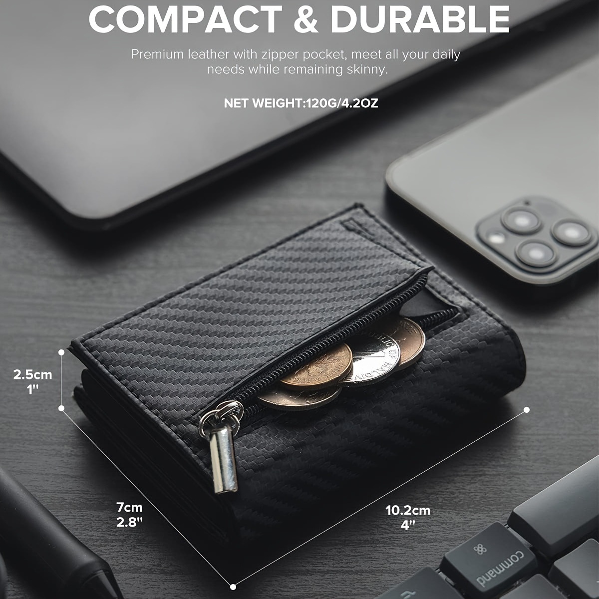 Men's Carbon Fiber Magnetic Card Clip PU Leather RFID Bank Card Bag Large Capacity Card Clip - Image 4