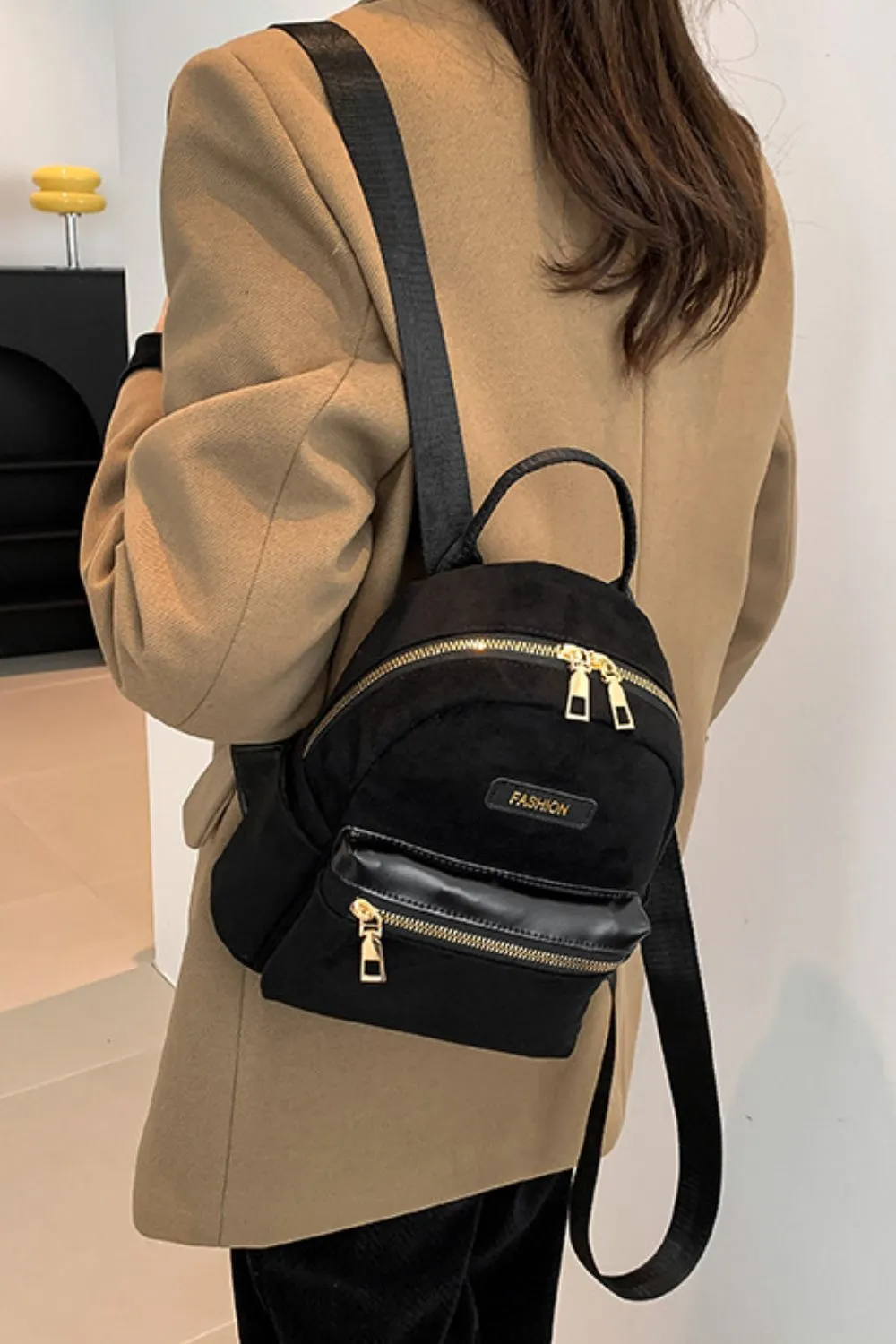 Suede Adjustable Strap Backpack Bag - Image 7