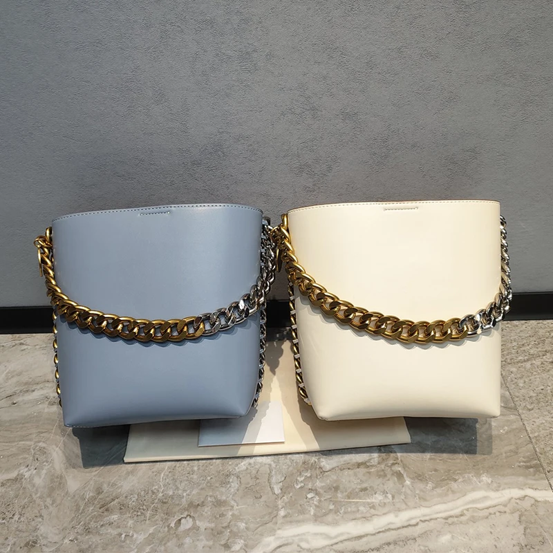 New Women's Bucket Bag Luxury Shoulder Bag High Quality Handbag Fashion Women's Bag Thick Chain Party Bag Wallet - Image 6