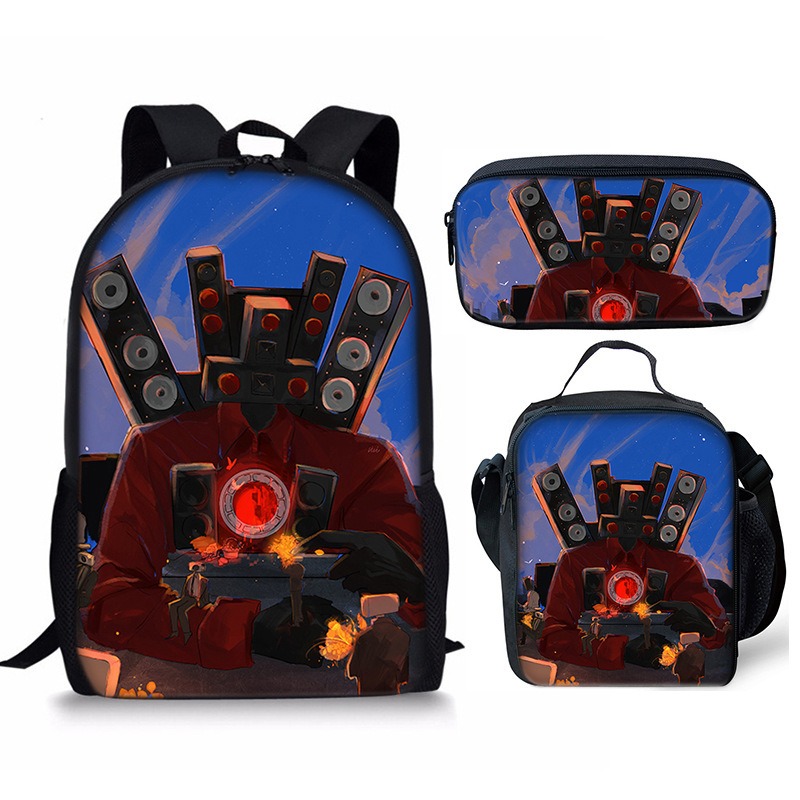 New 3PC-SET Skibidi Toilet Man Backpack Custom Game Peripheral Schoolbags For Primary Secondary School Teenage - Image 8
