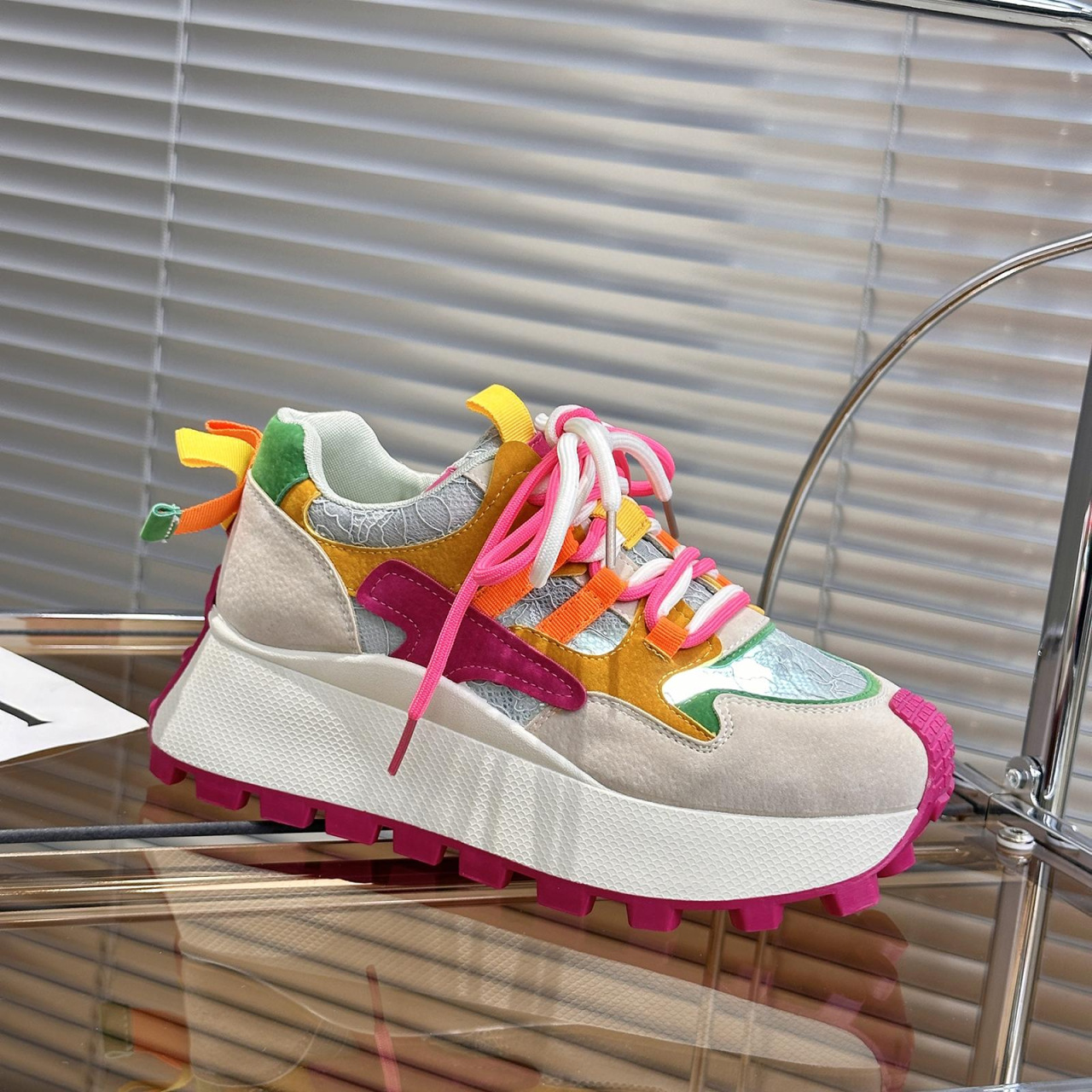 Breathable mesh single mesh thick sole white casual sports mesh shoes - Image 6