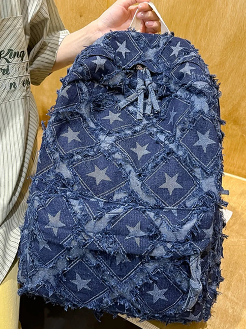 Star Denim Backpack Bag - Image 10