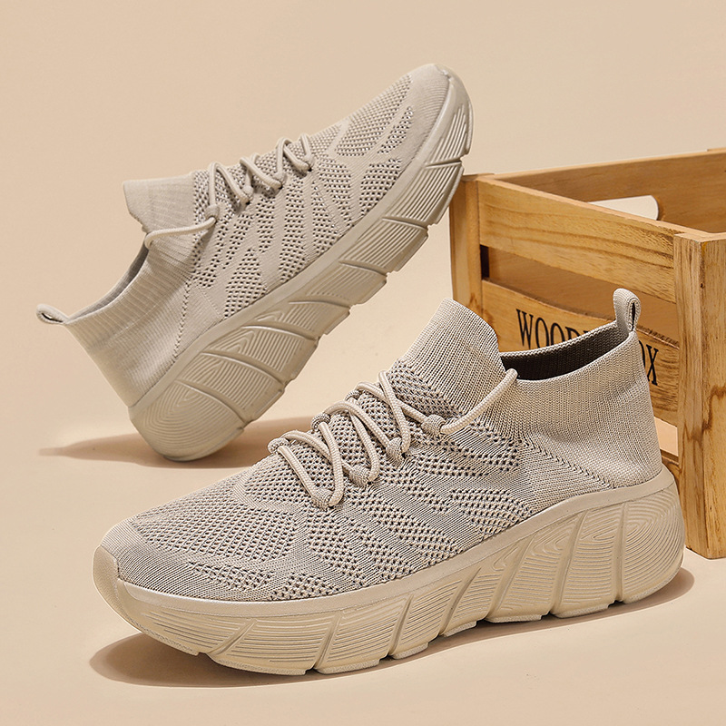 Cross-border New Socks Shoes for Men and Women, Casual Couple Shoes, Thick Sole Student Fashion All-Match Flyknit Sports Shoes for Men