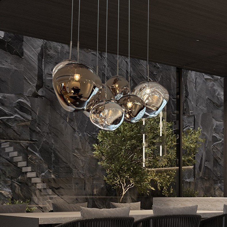 Restaurant Pendant Light Villa Loft Duplex Atrium Staircase Long Line Light Luxury Acrylic Living Room Pendant Light - Image 3