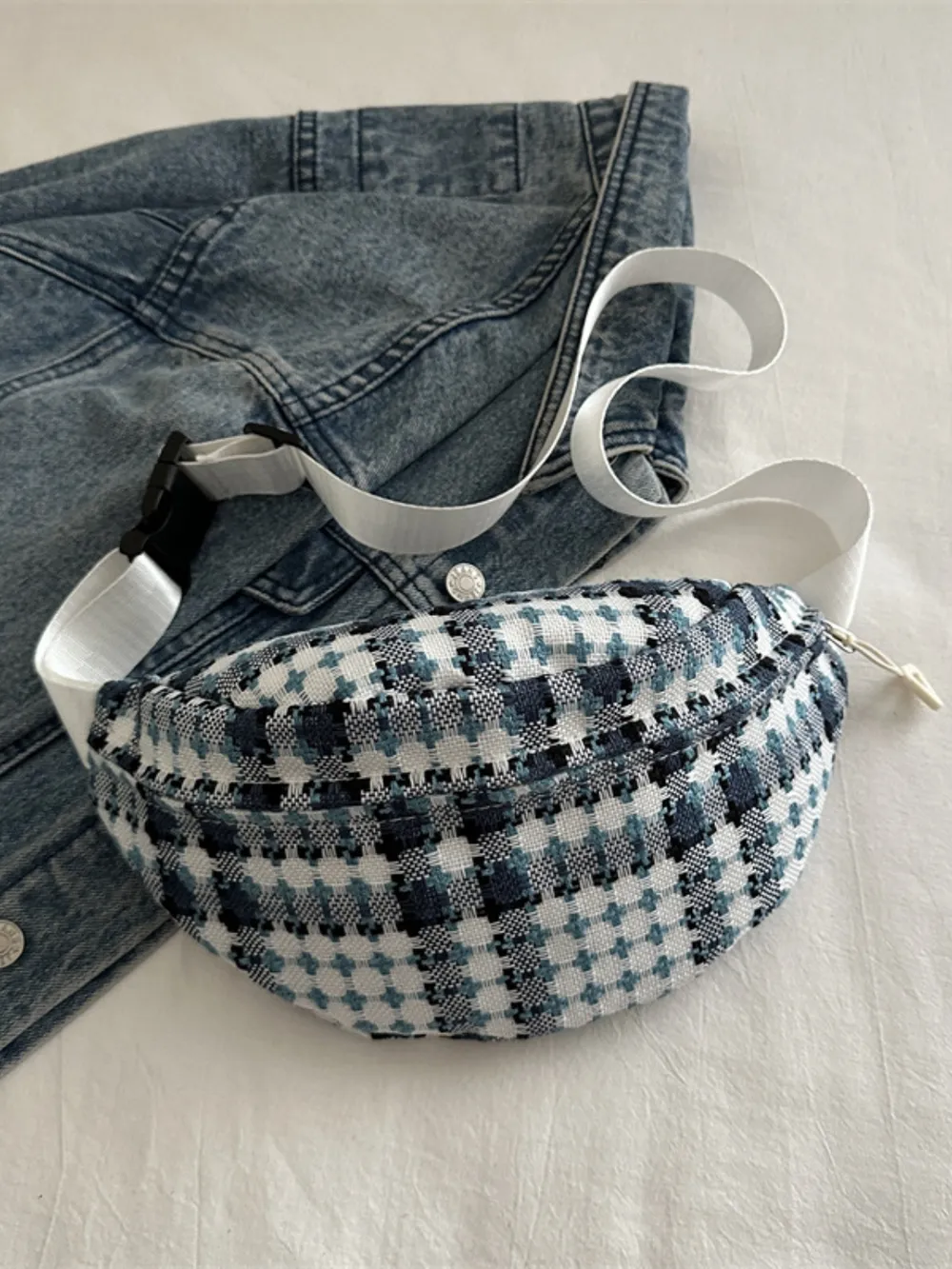 Plaid Wide Strap Crossbody Bag - Image 9