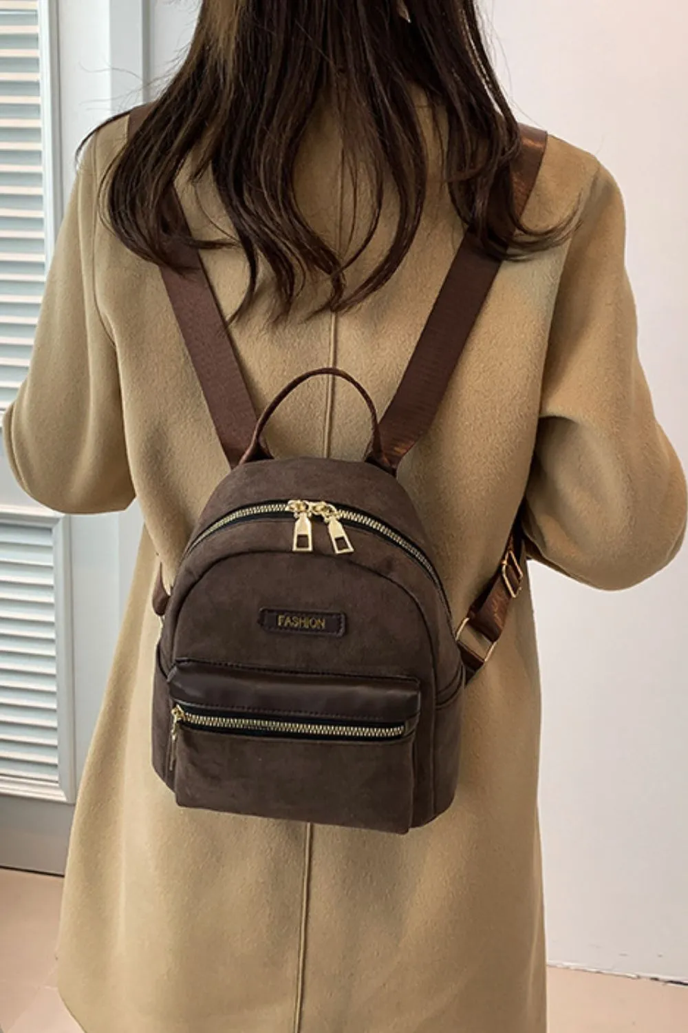 Suede Adjustable Strap Backpack Bag - Image 4