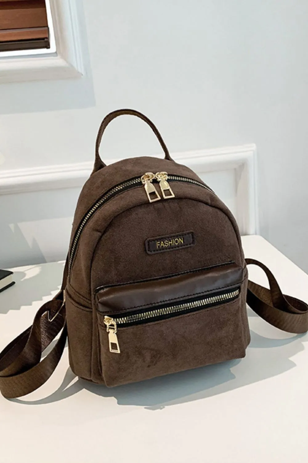 Suede Adjustable Strap Backpack Bag - Image 2