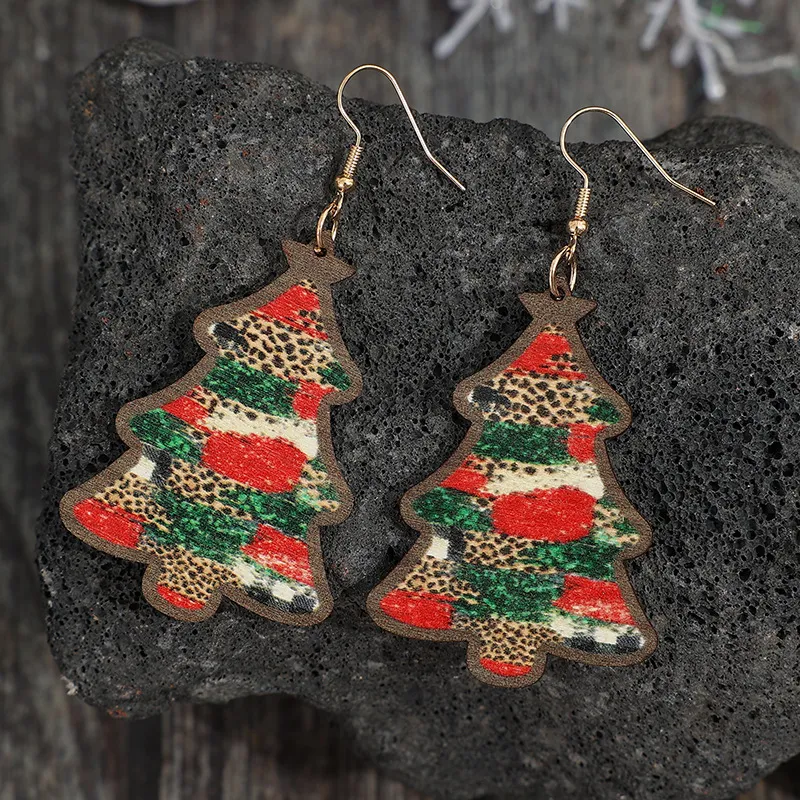 Christmas Tree PU Leather Earrings - Image 5