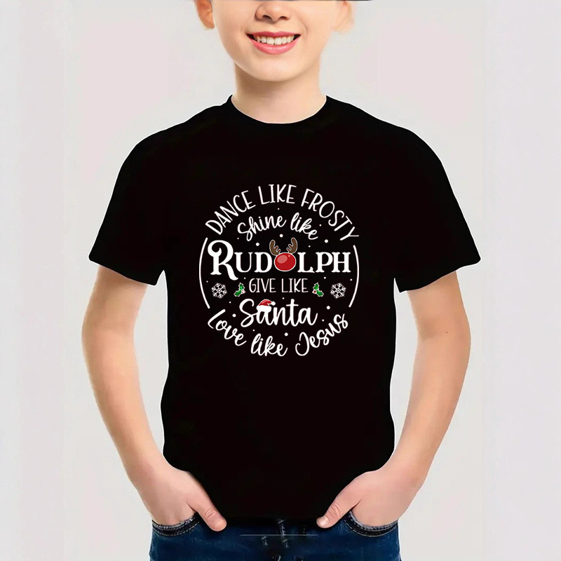 Combed Cotton New Christmas Children's Short Sleeve Girls' T-Shirt Kids Clothing Boys' Short Sleeve - Image 22