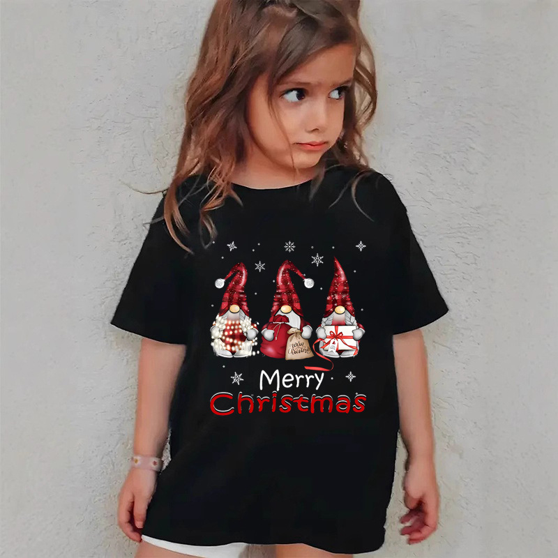 Combed Cotton New Christmas Children's Short Sleeve Girls' T-Shirt Kids Clothing Boys' Short Sleeve - Image 9