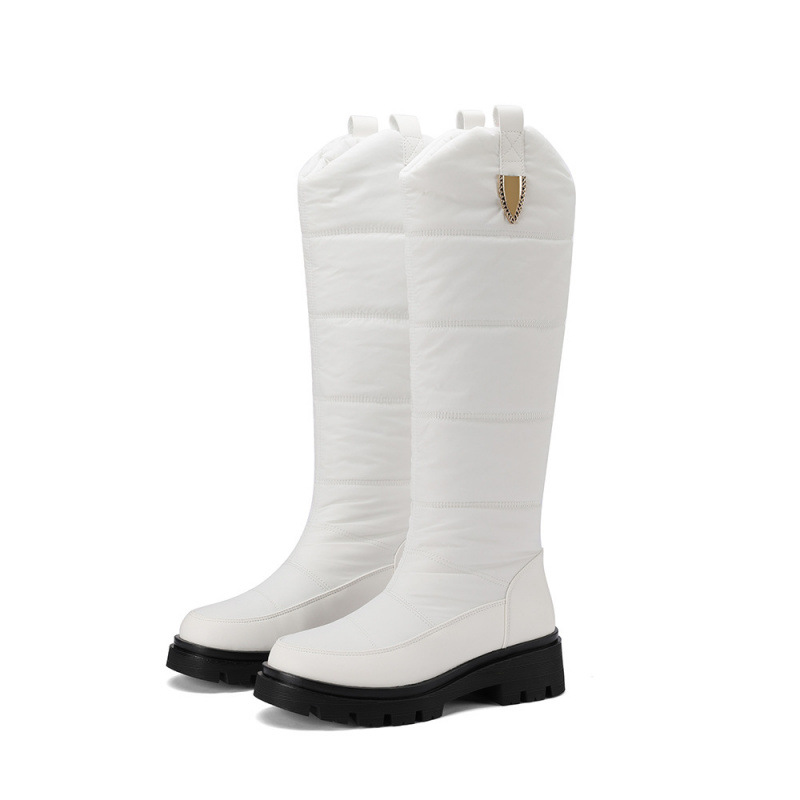 Down cloth waterproof thick fur snow boots high boots with sloping heels - Image 5