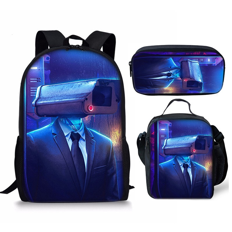 New 3PC-SET Skibidi Toilet Man Backpack Custom Game Peripheral Schoolbags For Primary Secondary School Teenage - Image 19
