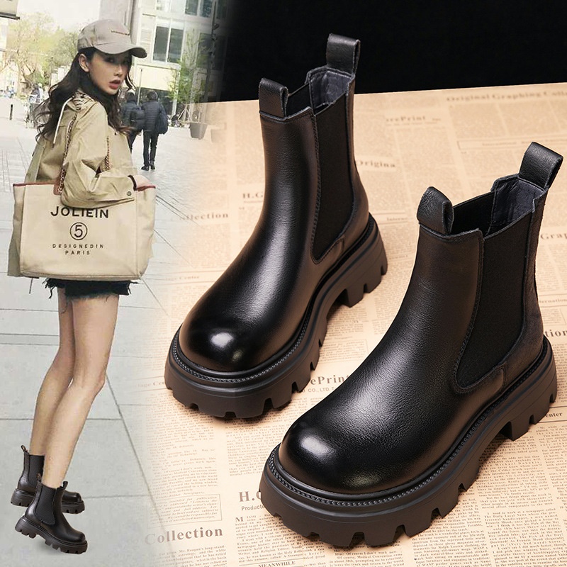 Height increasing short boots with plush chimney single boots - Image 2