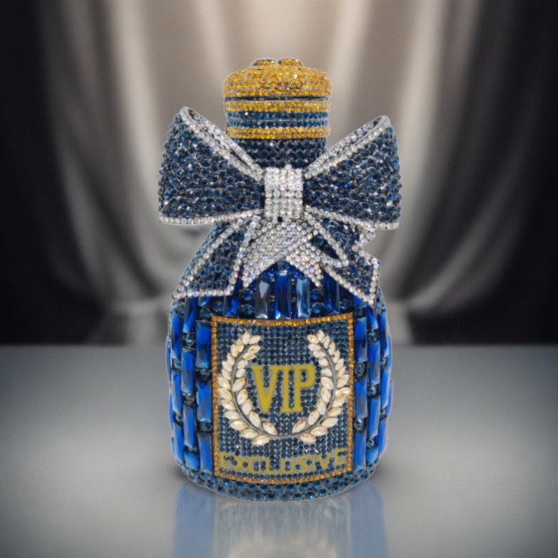Bow Champagne Wine Bottle Diamond Set Banquet Bag Crystal Handbag for Women - Image 12