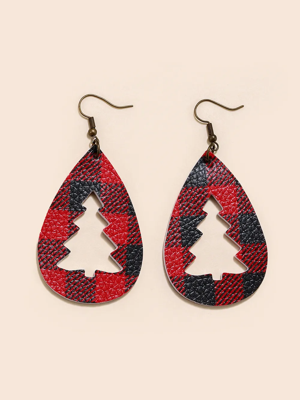 PU Leather Cutout Christmas Tree Earrings - Image 3