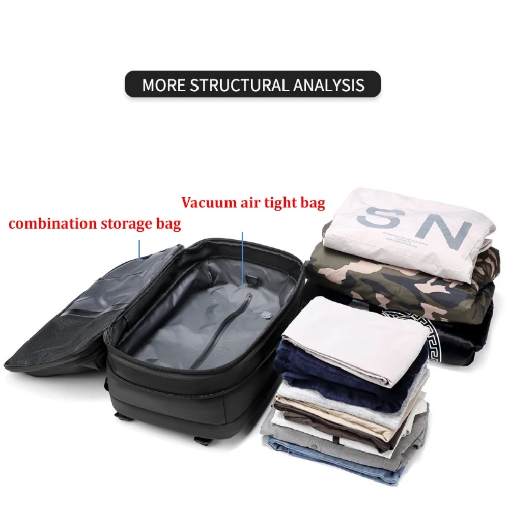 Expandable Waterproof Travel Backpacks Men Business Laptop Backpack With Valve Vacuum Compression Backpack - Image 3