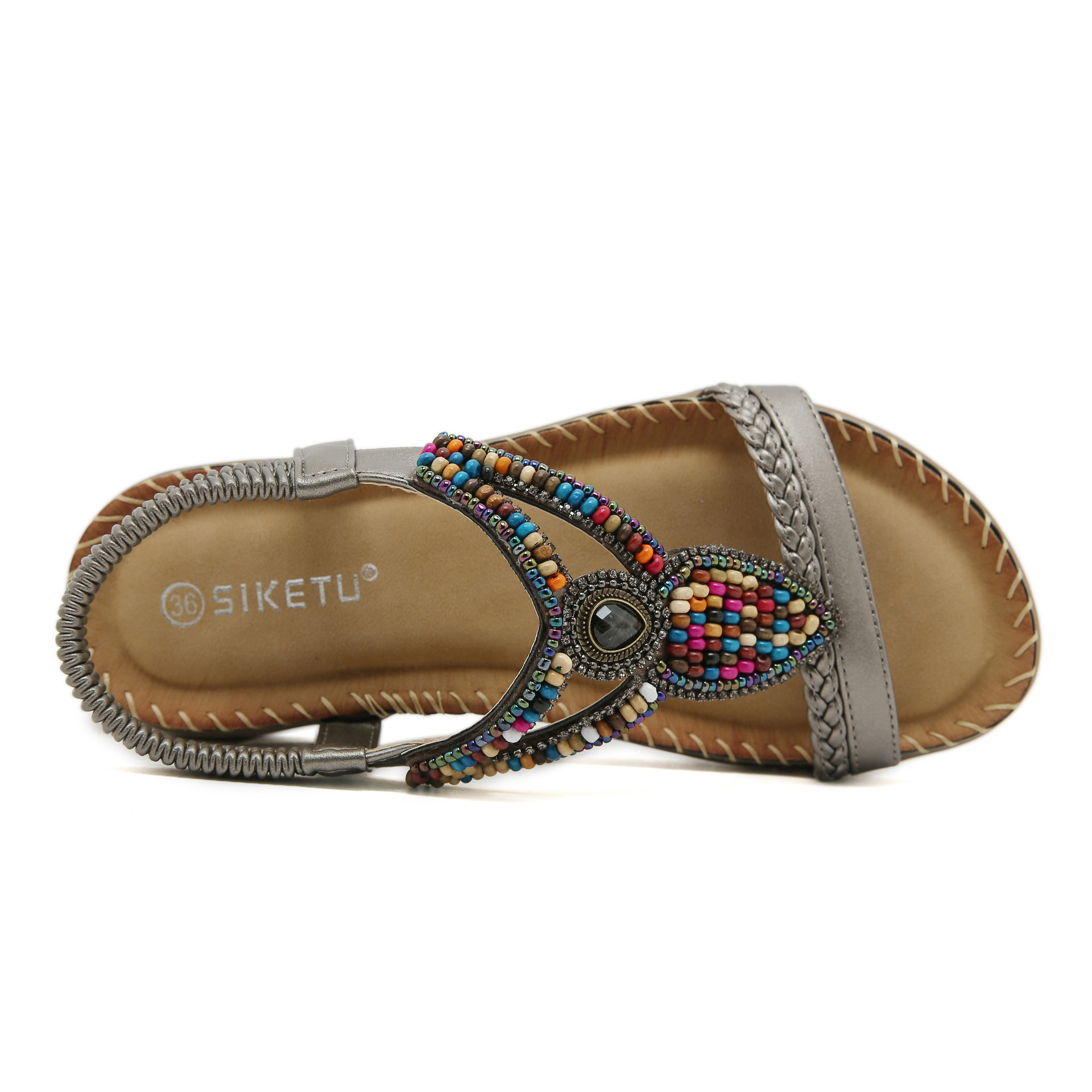 Sandals Bohemian rhinestone comfortable round head plus size - Image 5
