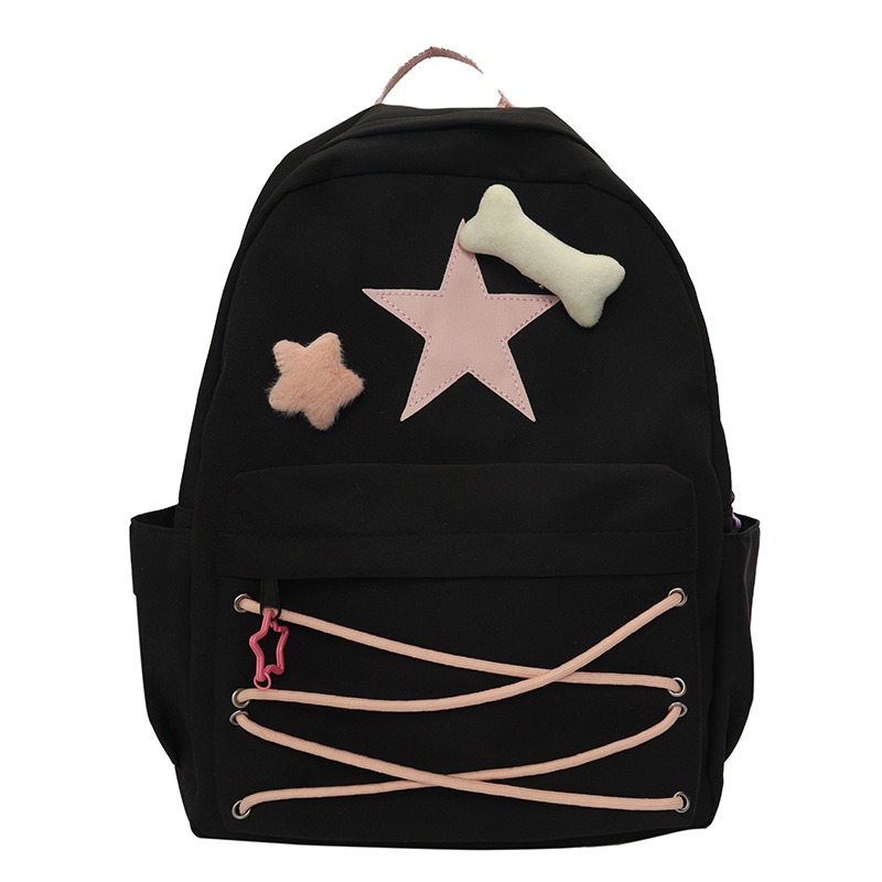 Japanese cute girl bag Niche self made fiv pointed star backpack ins college student schoolbag female high school backpack - Image 5