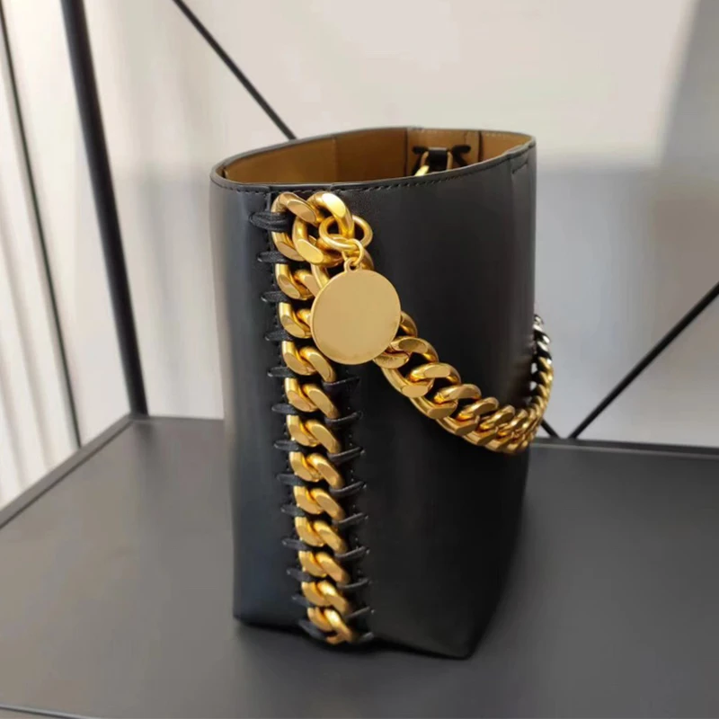 New Women's Bucket Bag Luxury Shoulder Bag High Quality Handbag Fashion Women's Bag Thick Chain Party Bag Wallet - Image 2