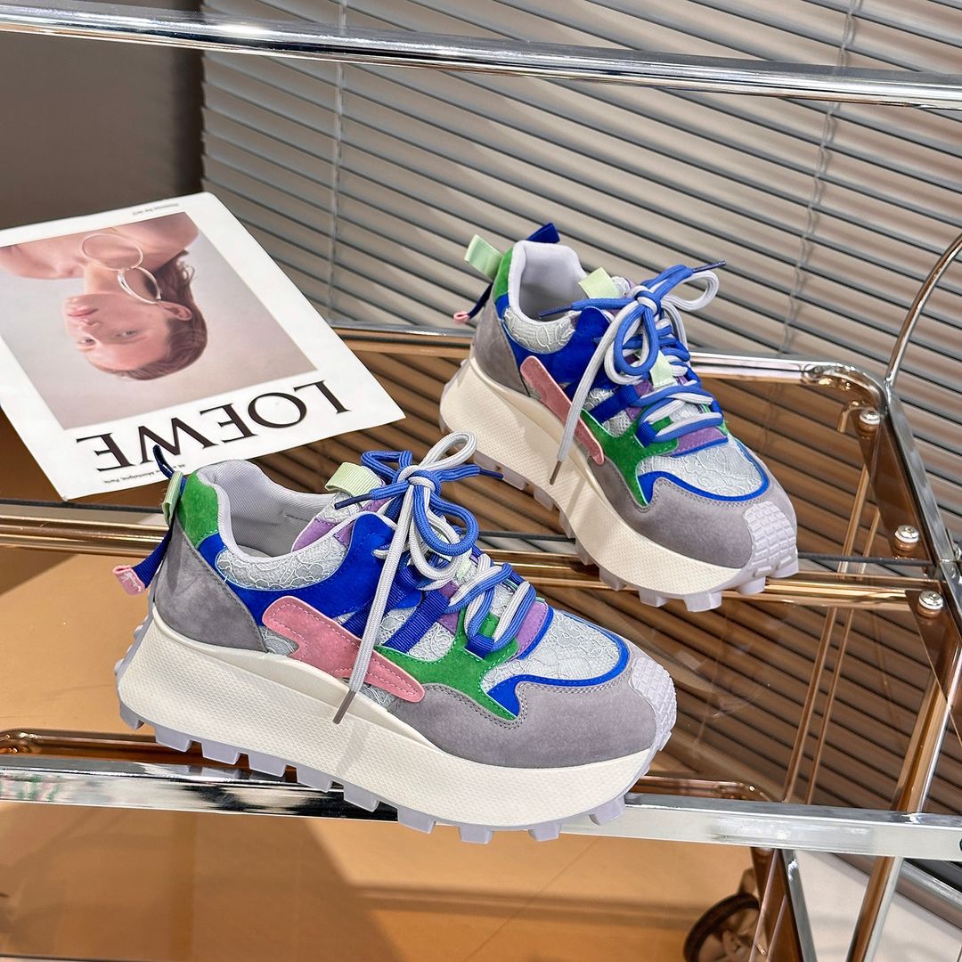 Breathable mesh single mesh thick sole white casual sports mesh shoes - Image 2