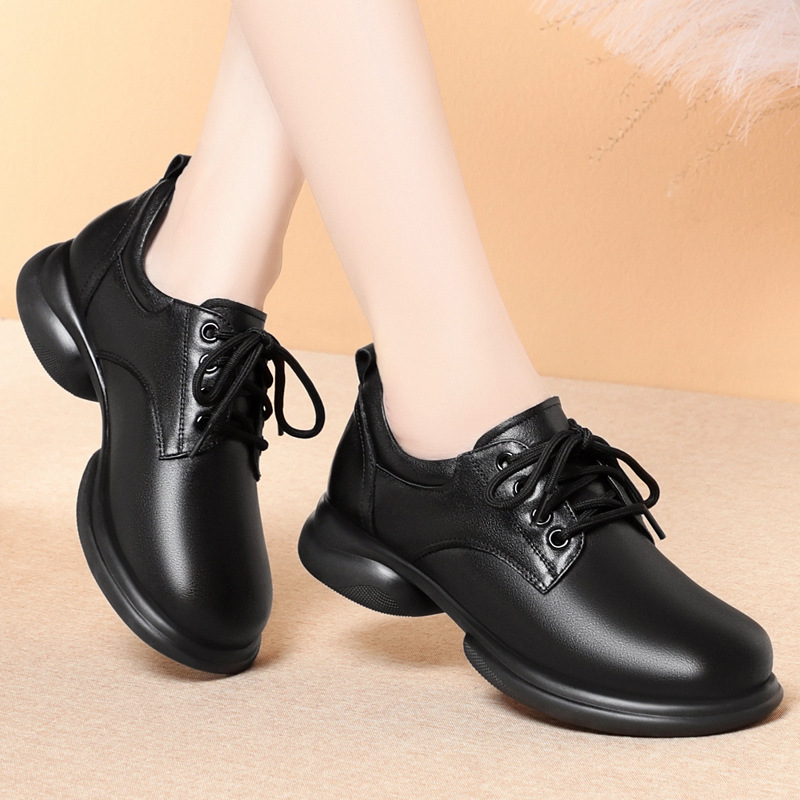 Fashion women's single leather shoes low heel thick heel casual single shoes - Image 4