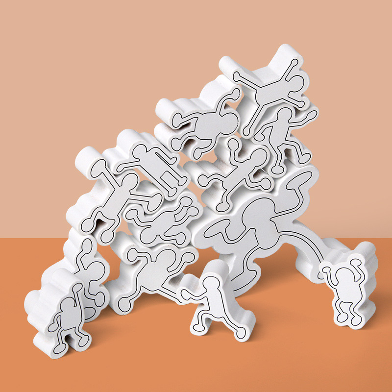 Christmas toy gift mini irregular little person stacking high children's early education puzzle balance stacking music focus training building block toys - Image 3