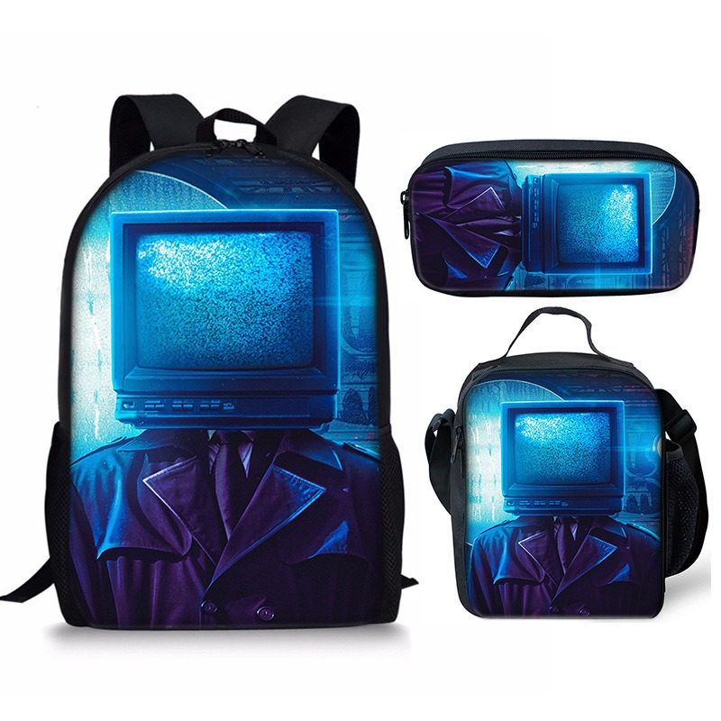 New 3PC-SET Skibidi Toilet Man Backpack Custom Game Peripheral Schoolbags For Primary Secondary School Teenage - Image 27