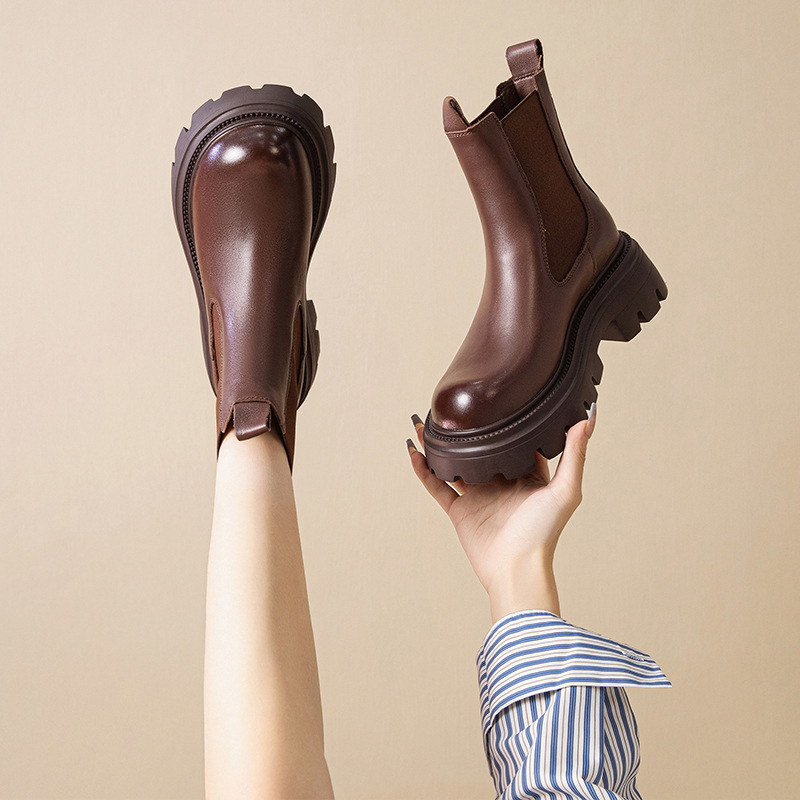 Height increasing short boots with plush chimney single boots - Image 3