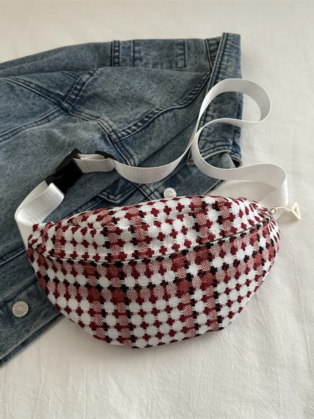 Plaid Wide Strap Crossbody Bag - Image 7