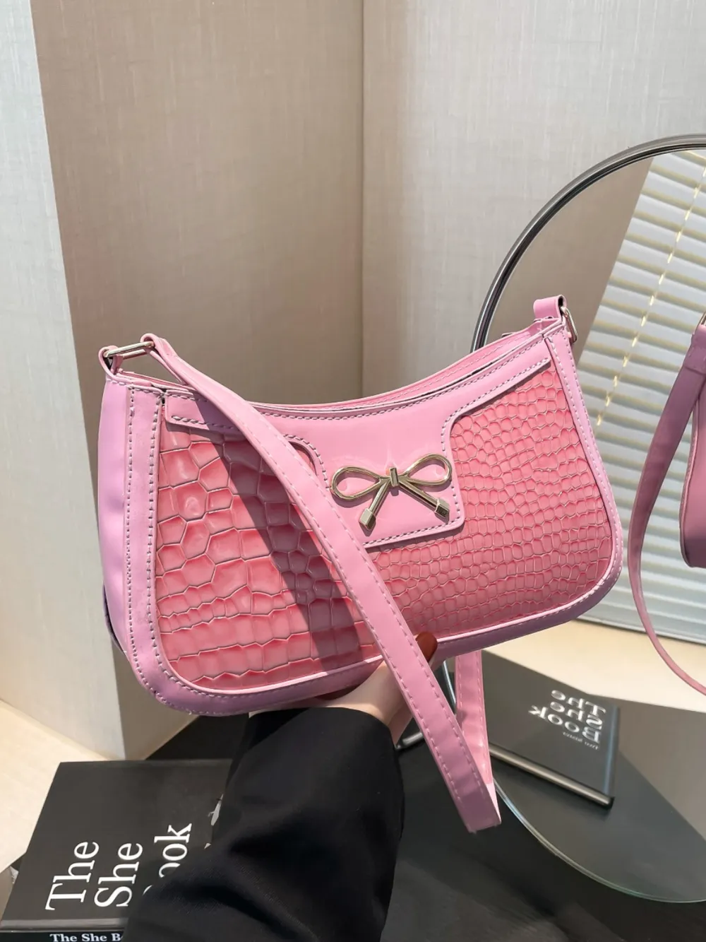 Bow PU Leather Shoulder Bag - Image 10