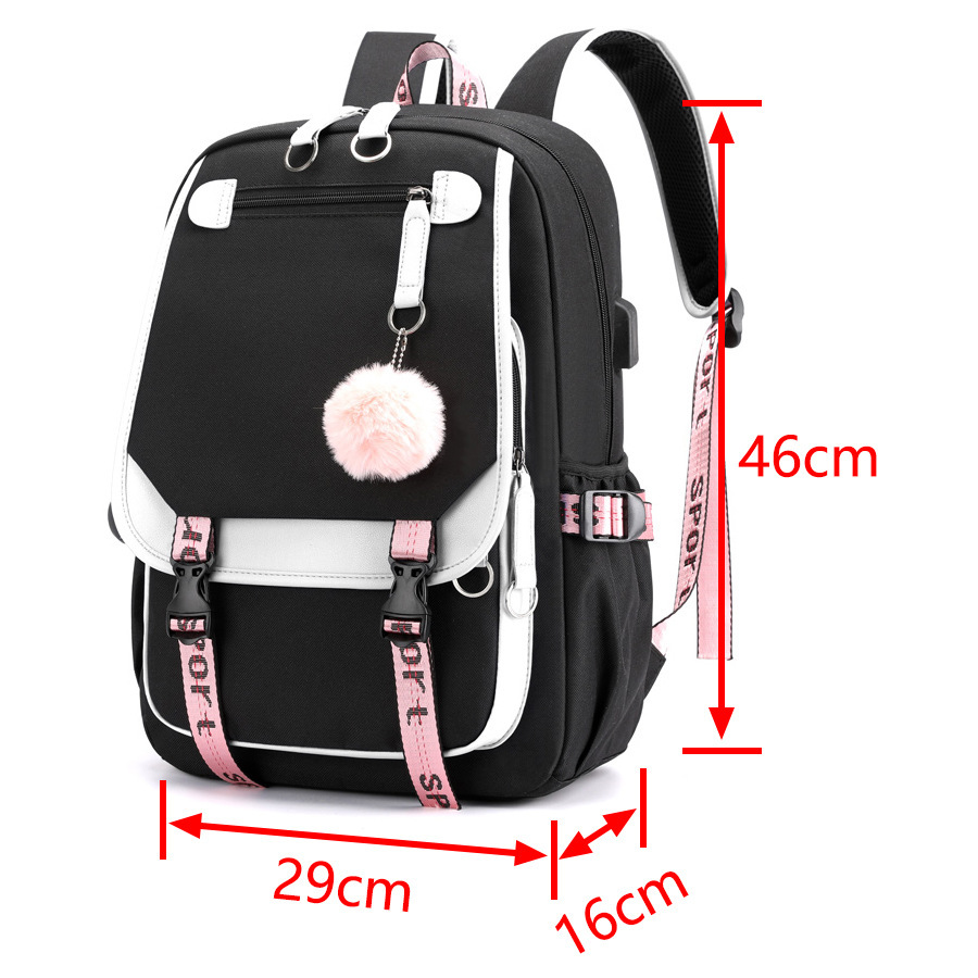 Cartoon Heat Transfer Backpack Large Capacity USB Cartoon Student Schoolbag - Image 5