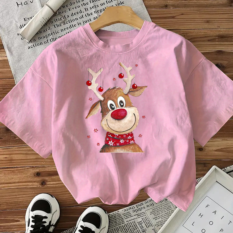 Fashionable Style Short Sleeve Cotton Women's Top American Christmas New Arrival - Image 7