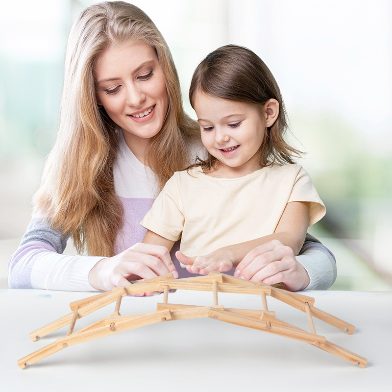 Wooden DIY Beili Bridge Children's Puzzle Mini Building Blocks Baby Science Experiment Assembly Balance Christmas Toy Gift - Image 2