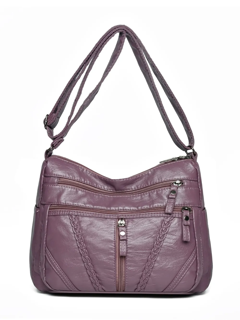 Adjustable Strap PU Leather Shoulder Bag - Image 6