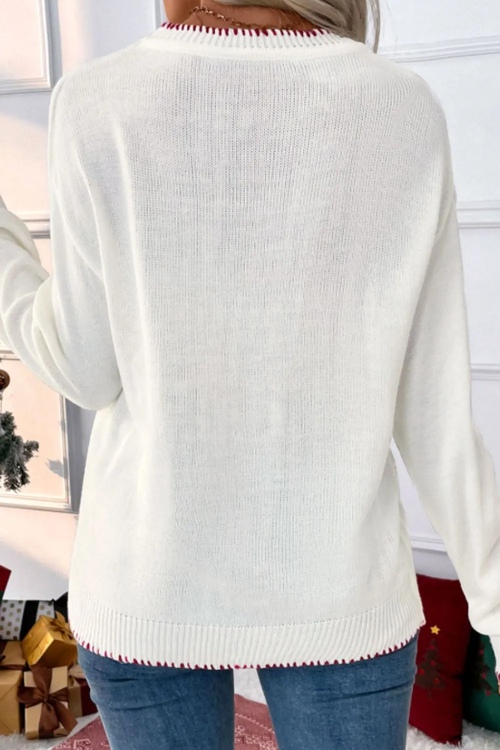 Sweet and versatile loose long sleeved round neck Christmas sweater for women - Image 4