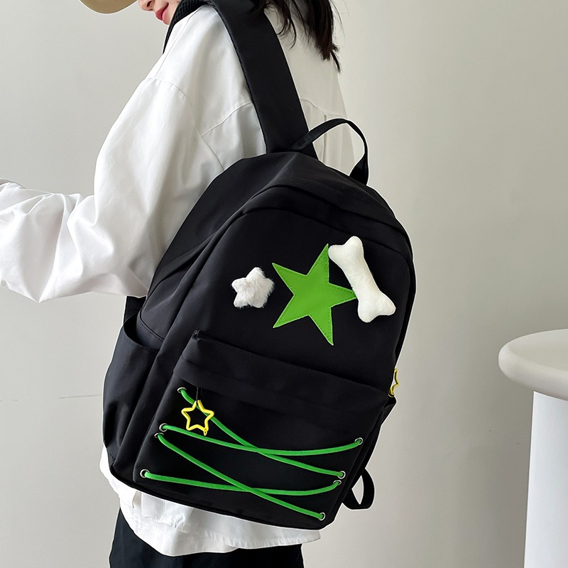 Japanese cute girl bag Niche self made fiv pointed star backpack ins college student schoolbag female high school backpack - Image 2