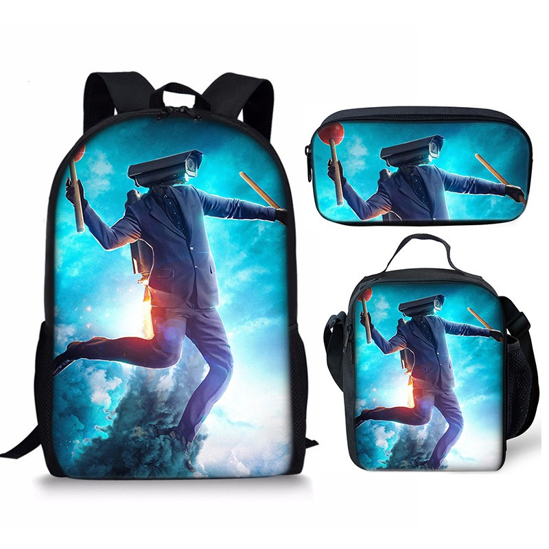 New 3PC-SET Skibidi Toilet Man Backpack Custom Game Peripheral Schoolbags For Primary Secondary School Teenage - Image 29