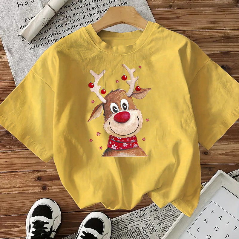 Fashionable Style Short Sleeve Cotton Women's Top American Christmas New Arrival - Image 4