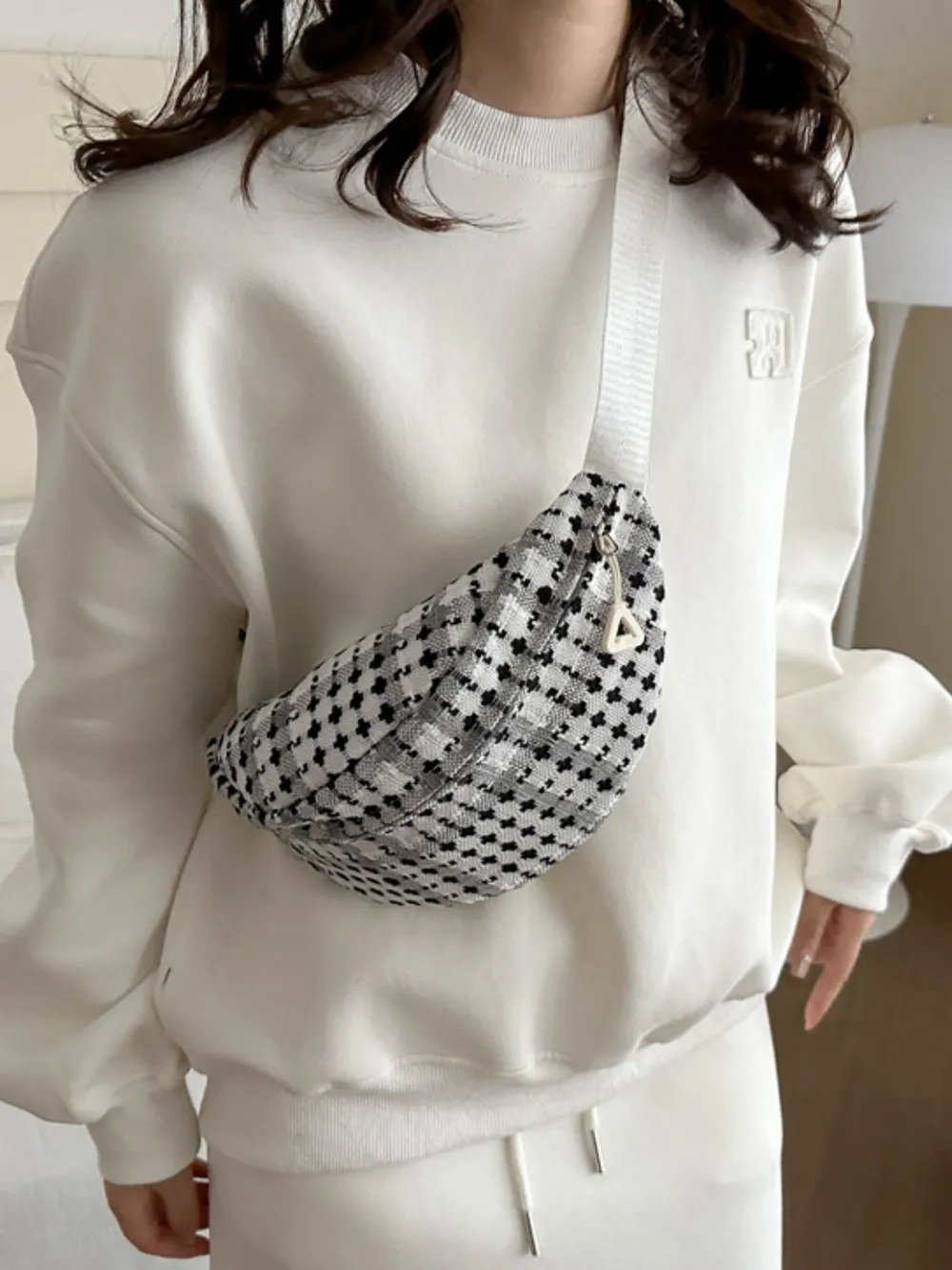 Plaid Wide Strap Crossbody Bag - Image 3