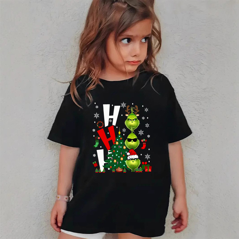 Combed Cotton New Christmas Children's Short Sleeve Girls' T-Shirt Kids Clothing Boys' Short Sleeve - Image 17