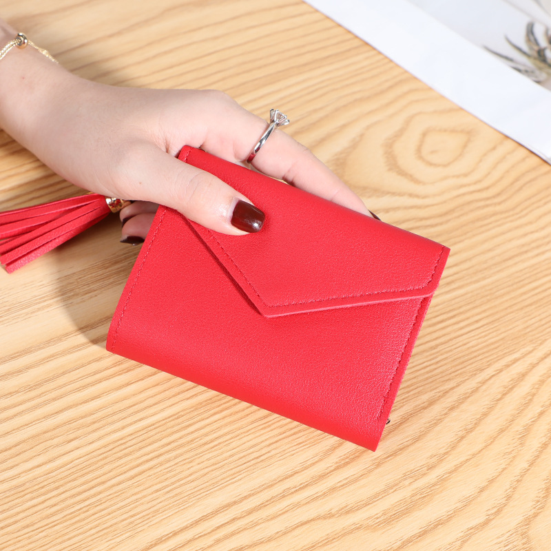 New women's wallet with multiple card slots, Su Liu short card bag, Korean version, small fresh leather wallet, wallet - Image 6