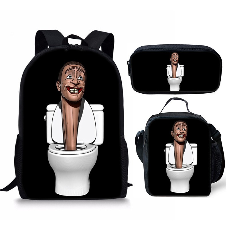 New 3PC-SET Skibidi Toilet Man Backpack Custom Game Peripheral Schoolbags For Primary Secondary School Teenage - Image 26