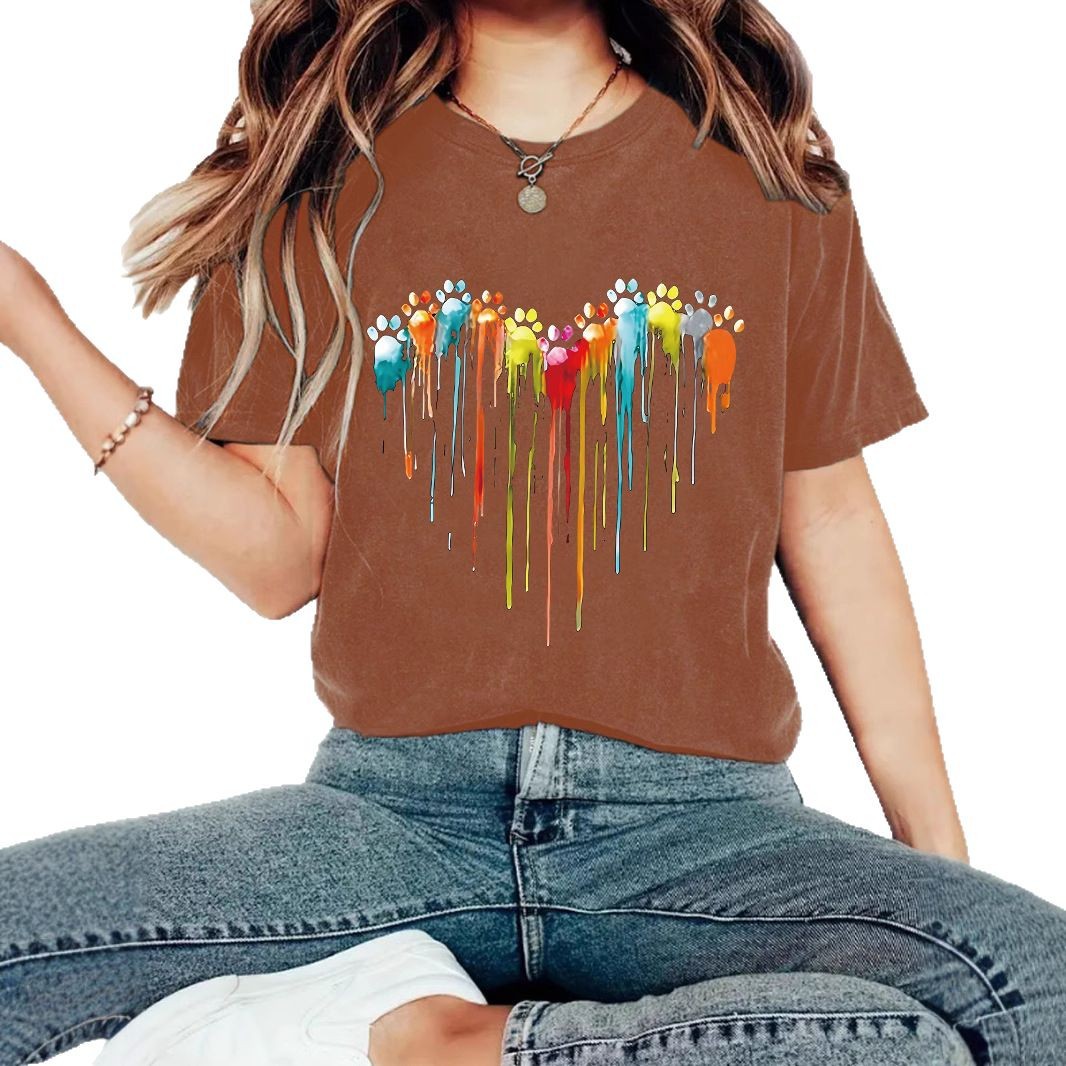 Love print new round neck short sleeved shirt