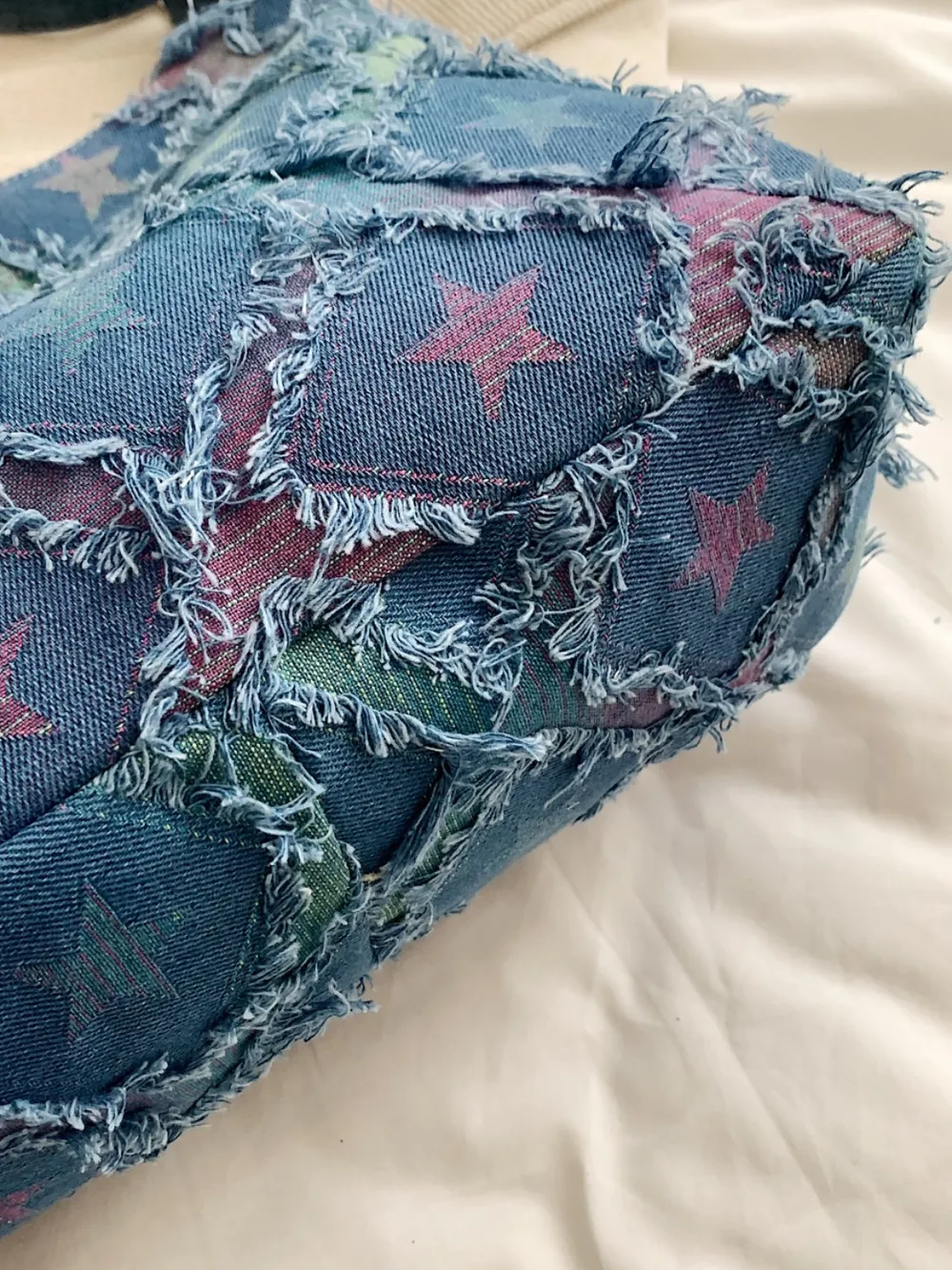 Raw Hem Denim Shoulder Bag - Image 3