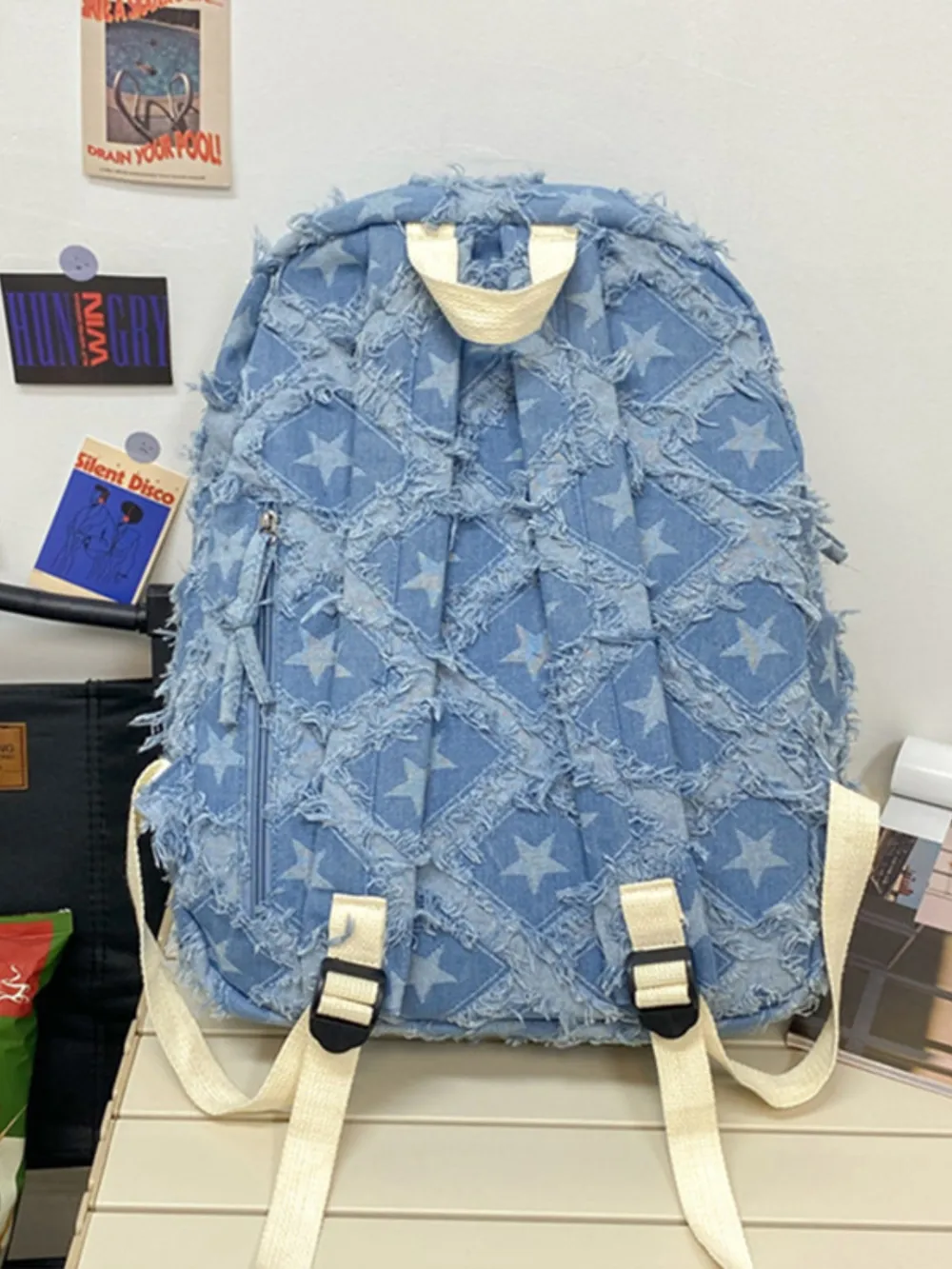 Star Denim Backpack Bag - Image 2